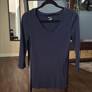 Women's Navy V-Neck Top